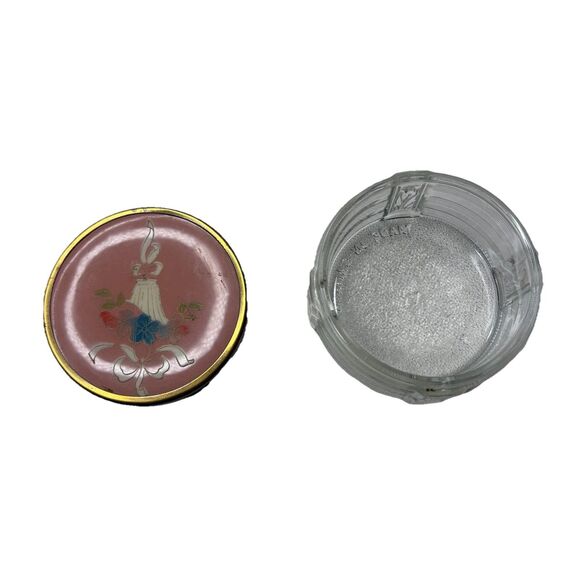 Vintage Antique Art Deco Powder Box Glass w/ metal lid - Made in Canada - Picture 2 of 6